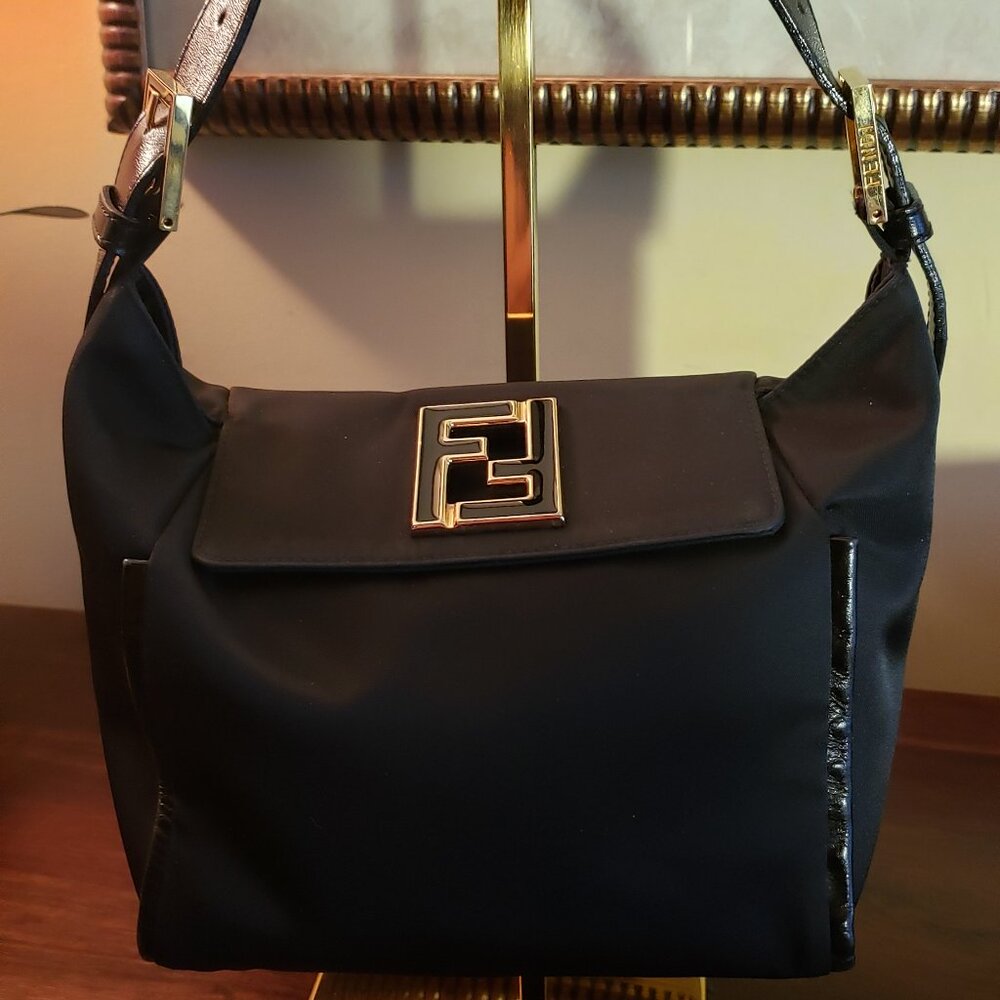 Fendi Leather-trimmed Nylon Bag, Leather Handle, Adjustable Strap Beautiful bag!